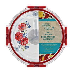Pioneer Woman Glass Classic Charm Food Storage Container 3 Way Divider 26 oz NEW